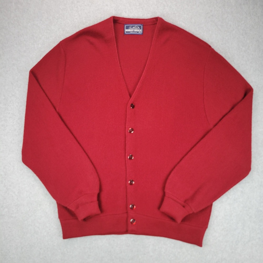 Arnold Palmer Robert Bruce Cardigan Mens XL Red Vintage V-Neck Button Knit USA